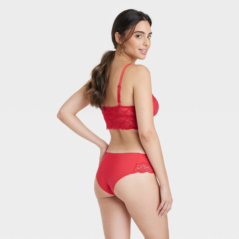 Women's Laser Cut Cheeky Underwear - Auden Berry Red L 1 ct