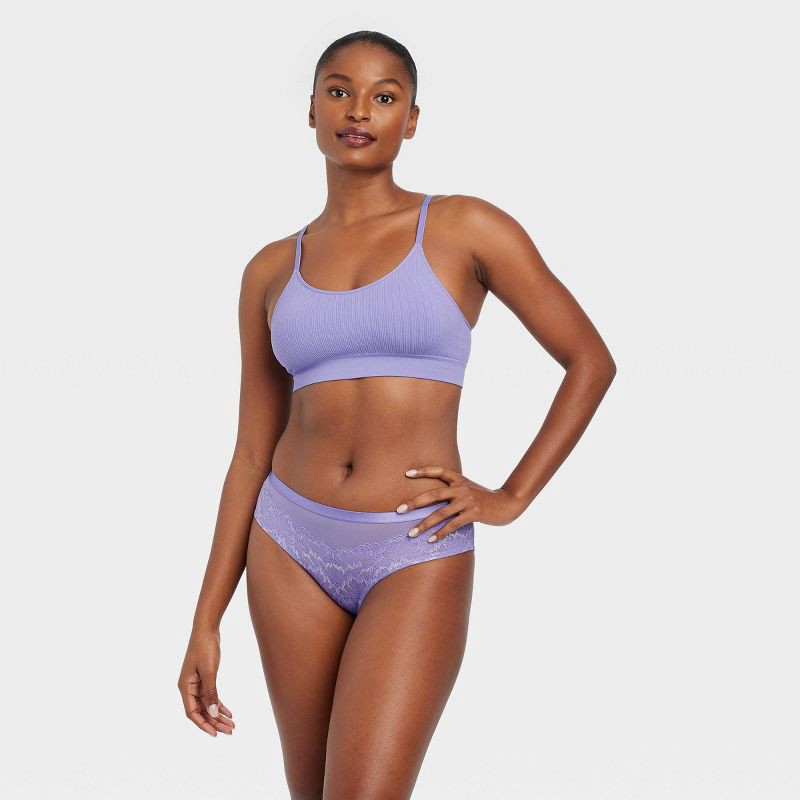 Women's Lace and Mesh Cheeky Underwear - Auden Lilac Purple XS 1 ct