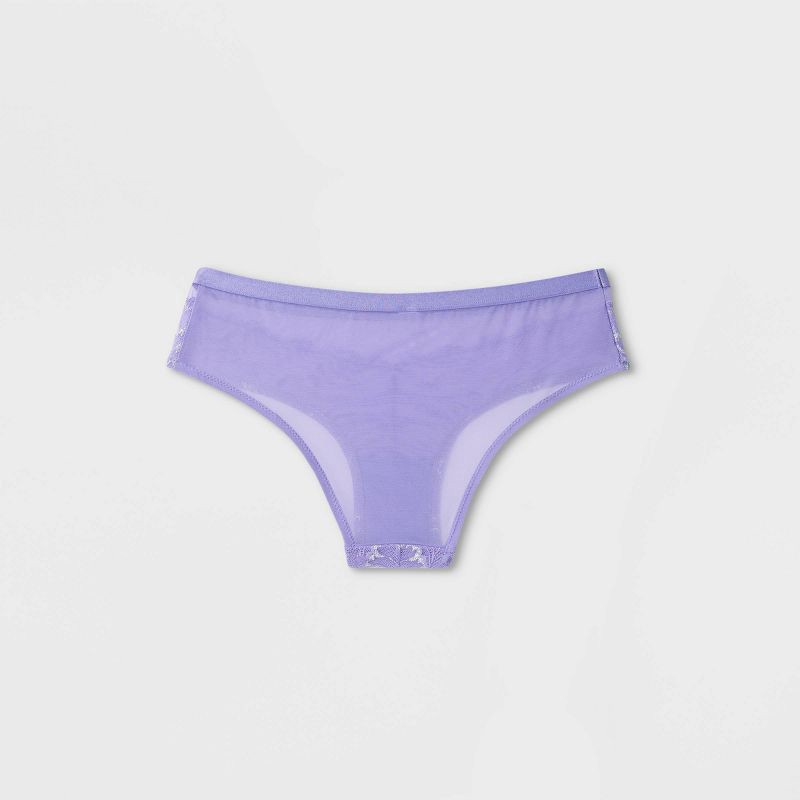 Women's Lace and Mesh Cheeky Underwear - Auden Lilac Purple XS 1 ct