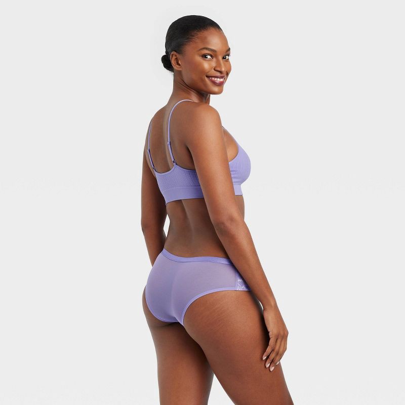Women's Lace and Mesh Cheeky Underwear - Auden™ Lilac Purple S