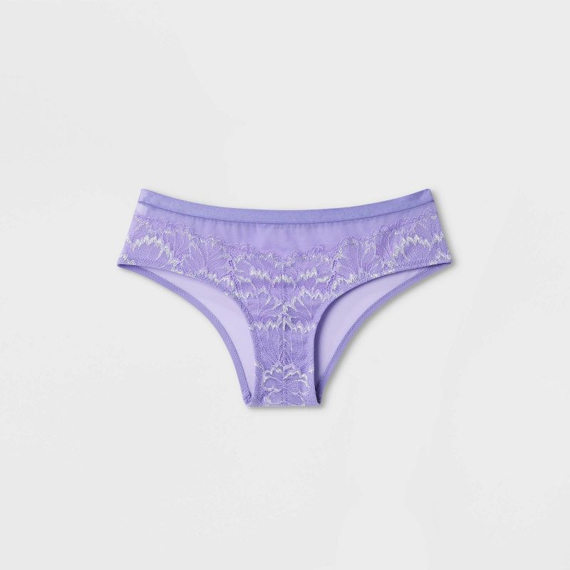 Women's Lace and Mesh Cheeky Underwear - Auden Lilac Purple L 1 ct
