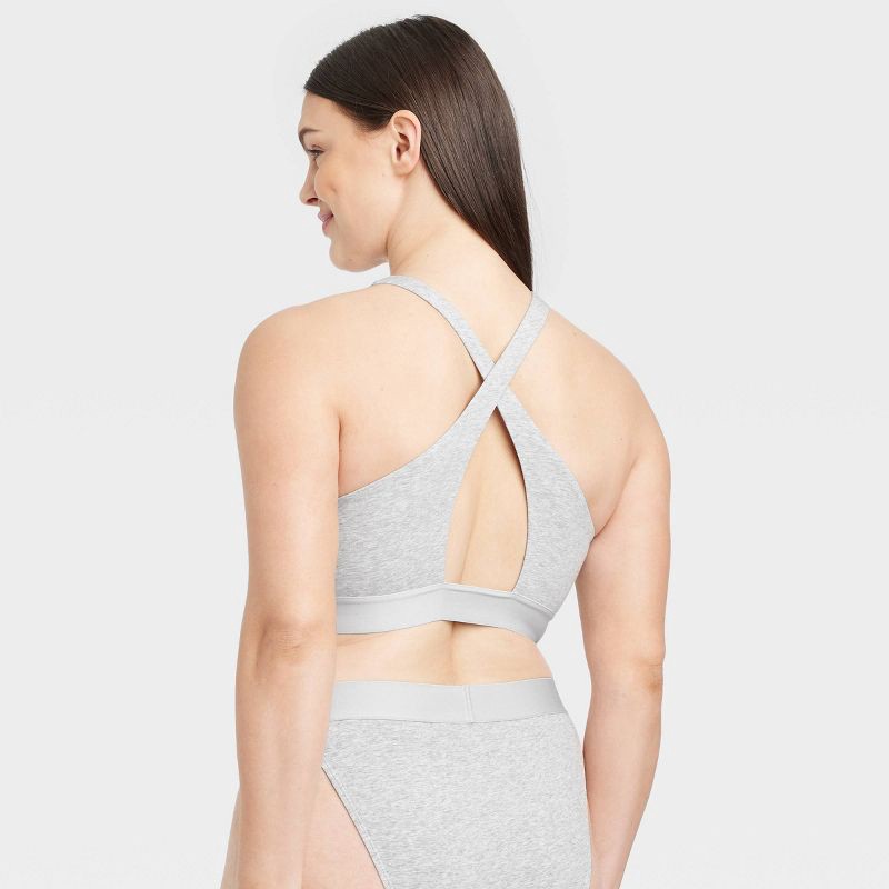 Women's Cotton Stretch Cross Back Bralette - Auden™ Heathered Gray XS