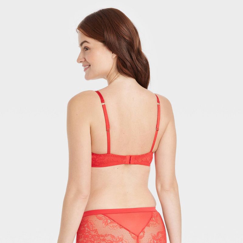 Women's Lace Plunge Push-Up Bra - Auden Red 32B 1 ct