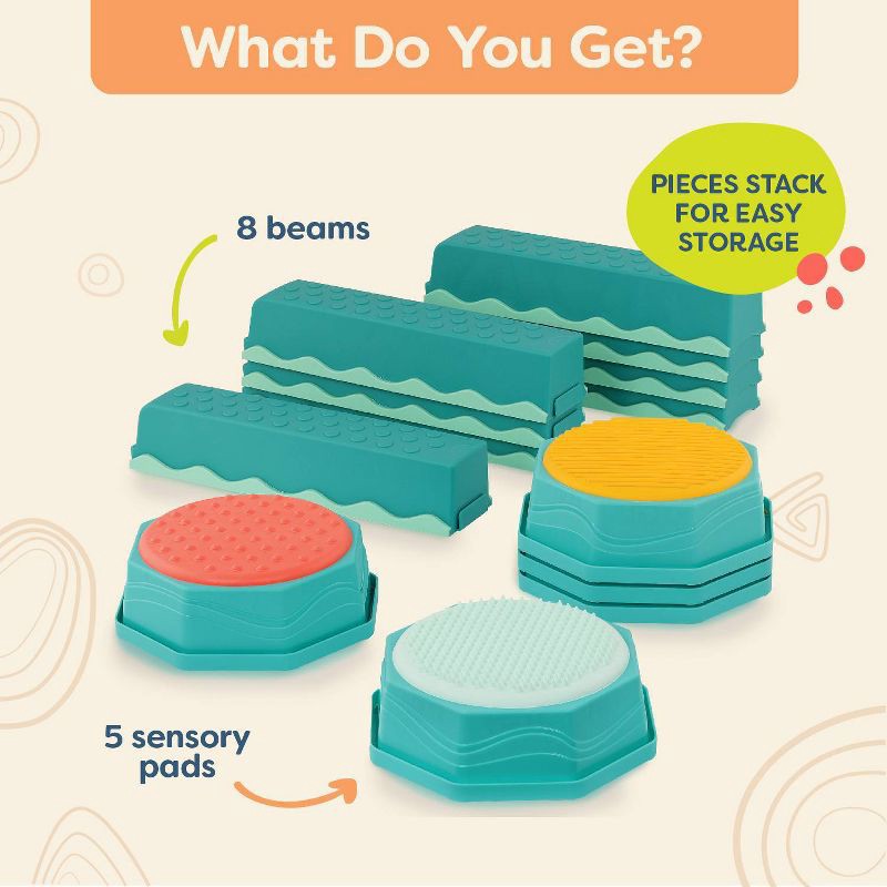 slide 6 of 6, B. toys Sensory Balance Beams for Active Play Balance and Build Set, 1 ct