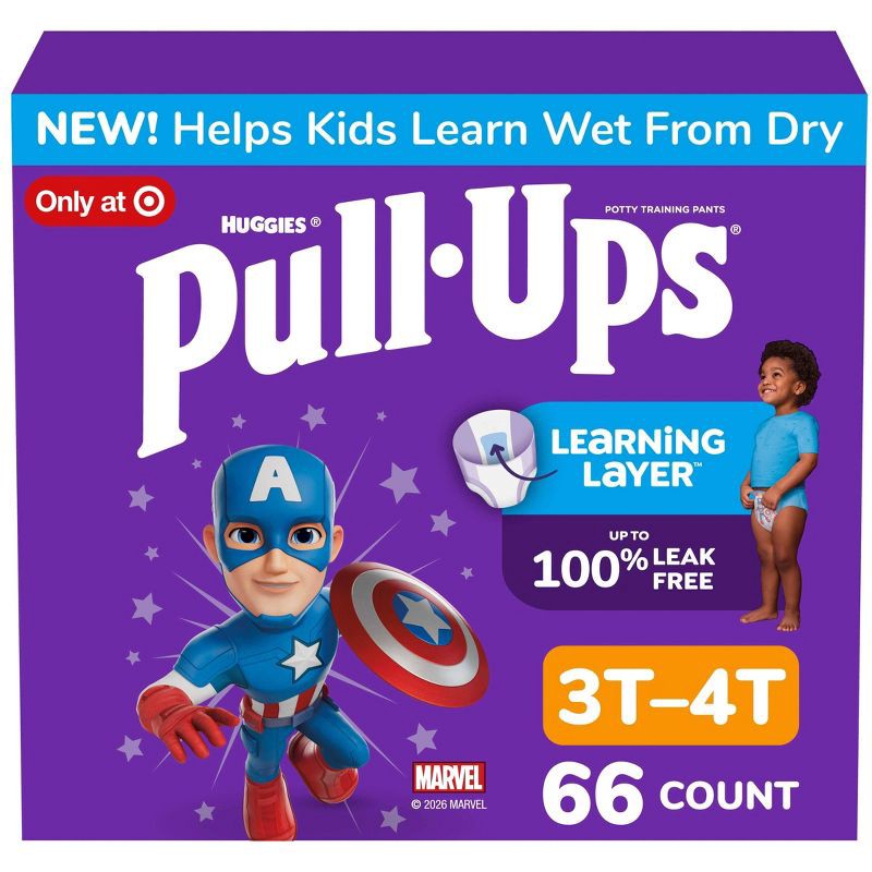 slide 1 of 10, Pull-Ups Boys' Potty Training Pants with Learning Layer – Size 3T-4T - 66ct, 66 ct