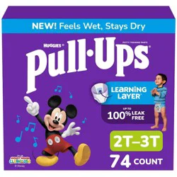 Pull-Ups Boys' Learning Designs Training Pants - 2T-3T - 74ct: Easy-Open Sides, Absorbent Layers, Disposable, Wood Fluff Pulp