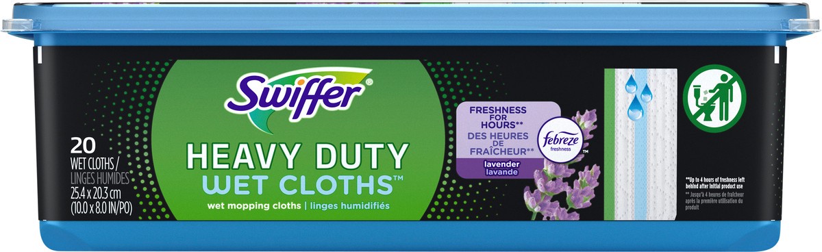slide 6 of 7, Swiffer Heavy Duty Mop Wet Multi-Surface Cloth Refills for Floor Mopping and Cleaning, Lavender Scent, 20 count, 20 ct