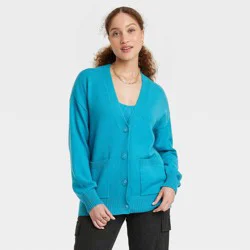 Women's Boyfriend Cardigan - A New Day Blue L