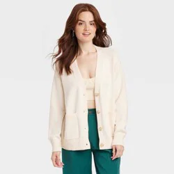 Women's Boyfriend Cardigan - A New Day Cream S
