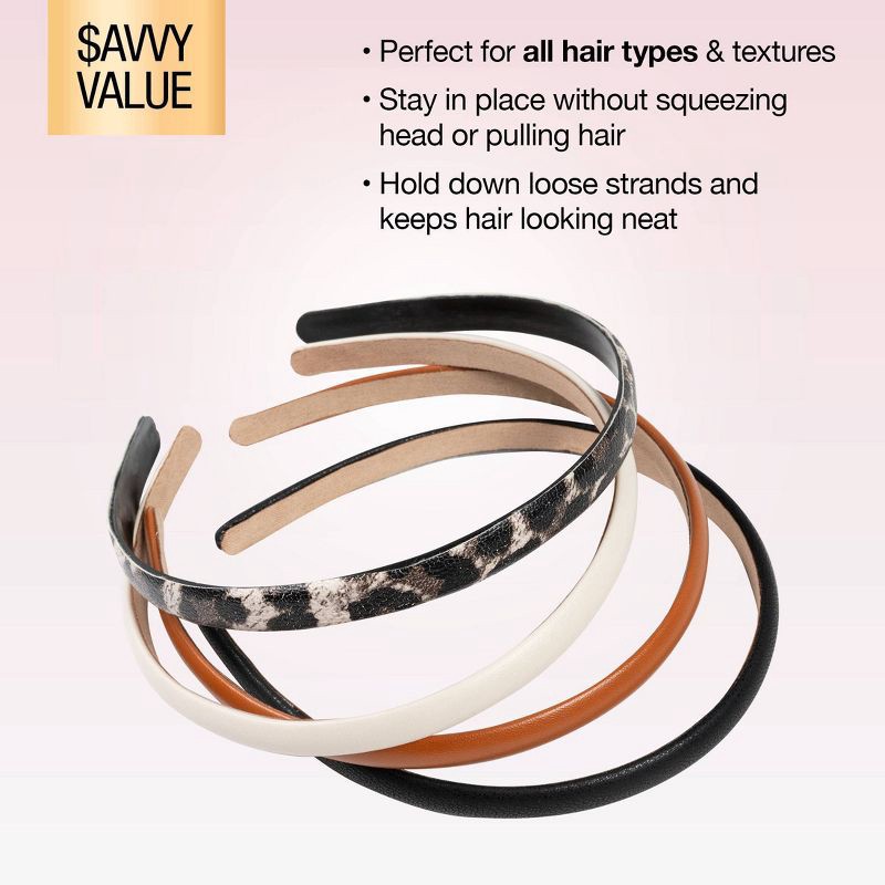 slide 6 of 6, scunci scünci Thin Microsuede Headbands - Neutrals - All Hair - 4pcs, 4 ct