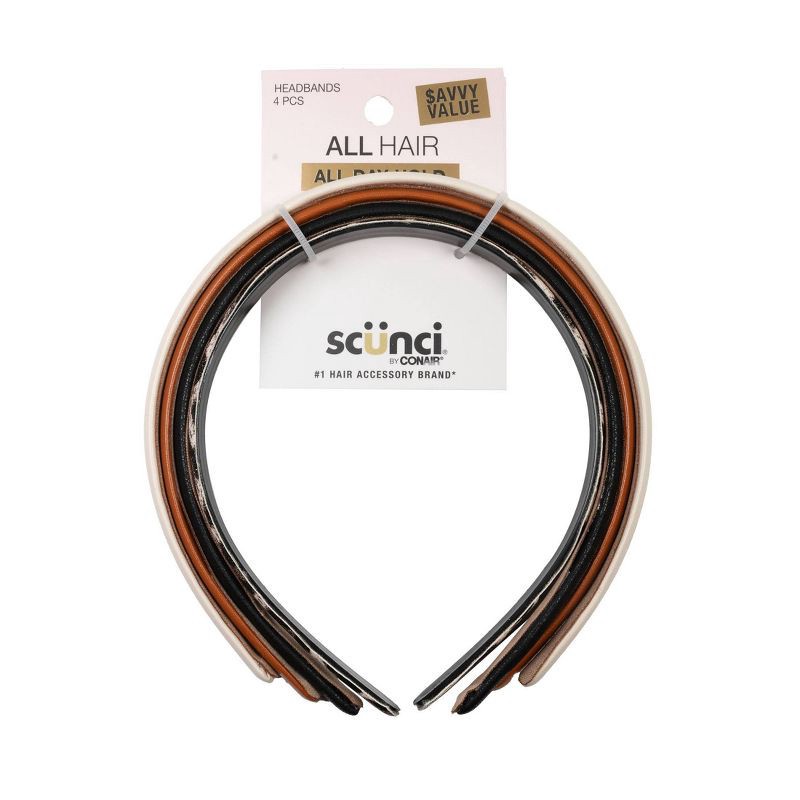 slide 1 of 6, scunci scünci Thin Microsuede Headbands - Neutrals - All Hair - 4pcs, 4 ct