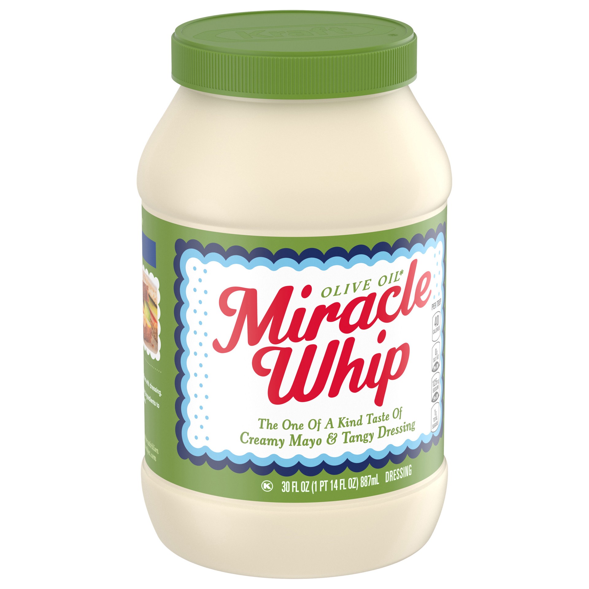 slide 2 of 5, Miracle Whip Mayo-like Dressing with Olive Oil, 30 fl oz Jar, 30 fl oz