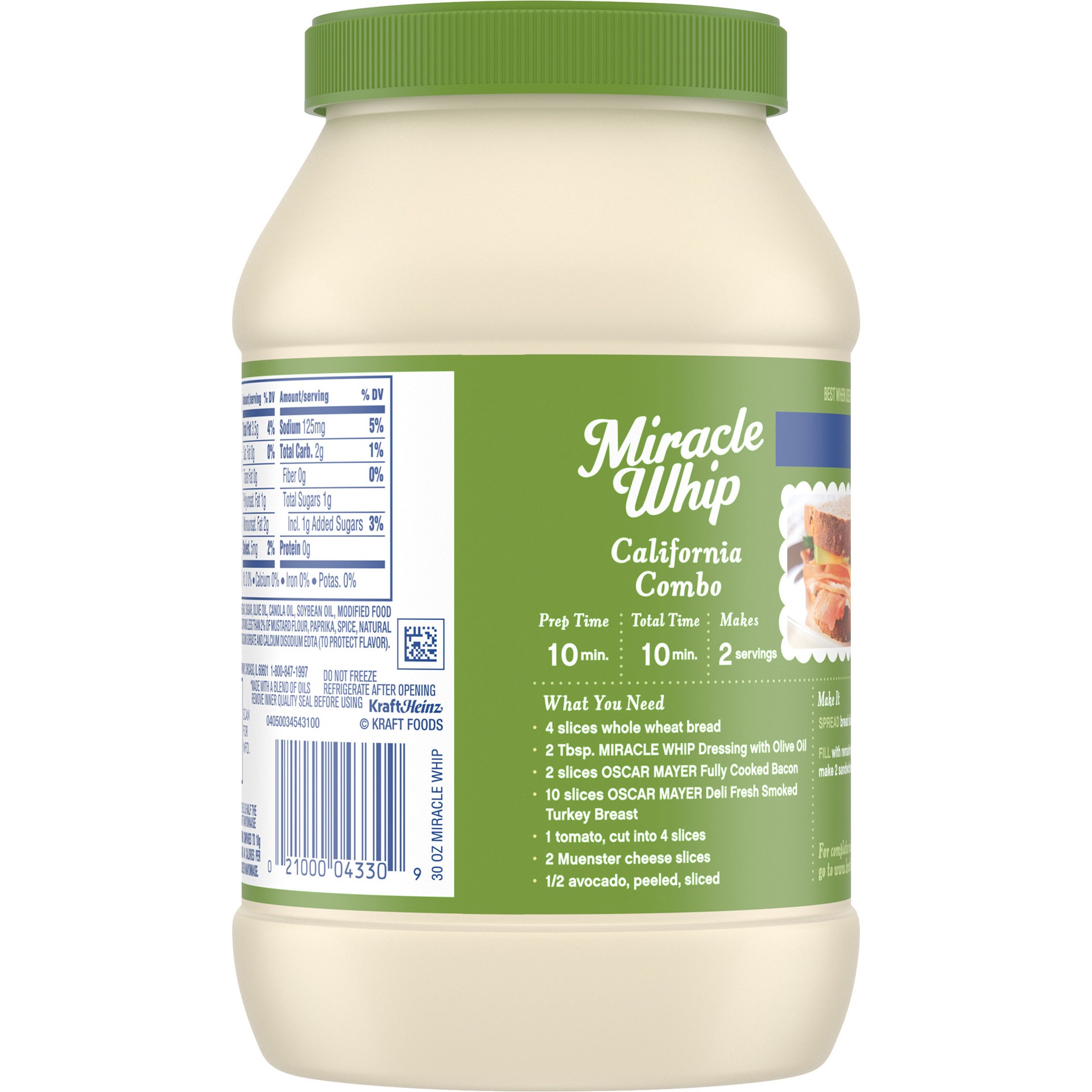 slide 3 of 5, Miracle Whip Mayo-like Dressing with Olive Oil, 30 fl oz Jar, 30 fl oz