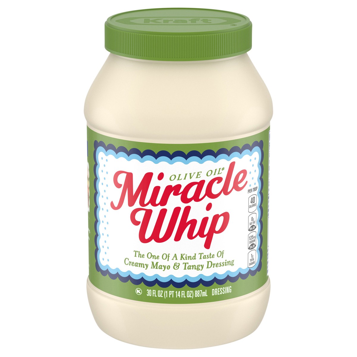 slide 1 of 5, Miracle Whip Mayo-like Dressing with Olive Oil, 30 fl oz Jar, 30 fl oz