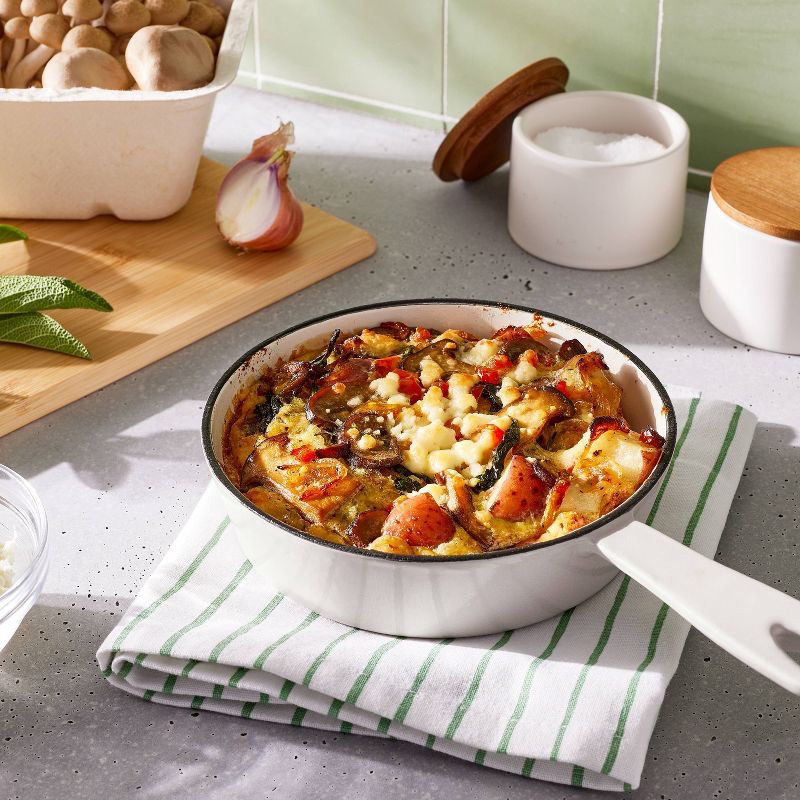 slide 2 of 5, 6" Enameled Cast Iron Skillet Light Gray - Figmint™: Even-Heating, Oven-Safe, Hand Wash, Non-Induction Compatible, 1 ct