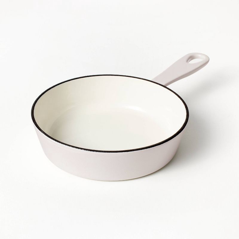 slide 1 of 5, 6" Enameled Cast Iron Skillet Light Gray - Figmint™: Even-Heating, Oven-Safe, Hand Wash, Non-Induction Compatible, 1 ct