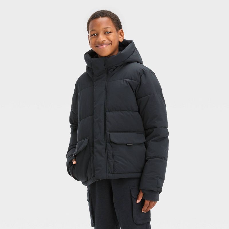 Boys' Puffer Jacket - All in Motion Black S 1 ct