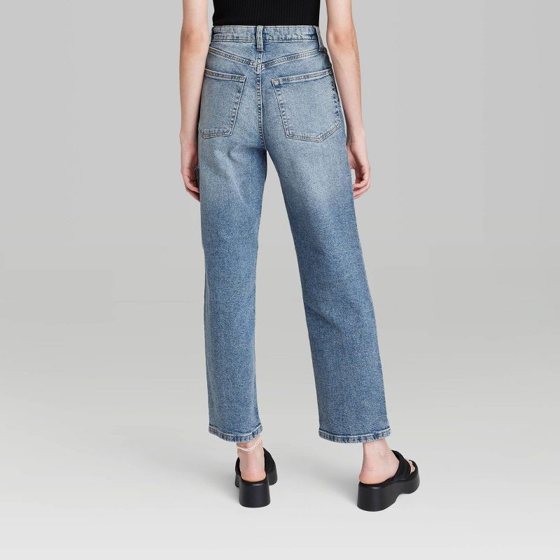 Women's High-Rise 90's Relaxed Slashed Straight Jeans - Wild Fable