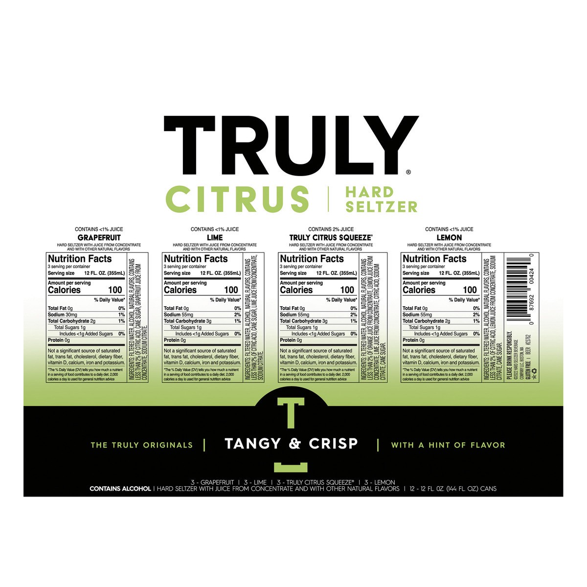 slide 4 of 9, TRULY Hard Seltzer Citrus Variety Pack (12 fl. oz. Can, 12pk.), 12 ct; 12 oz