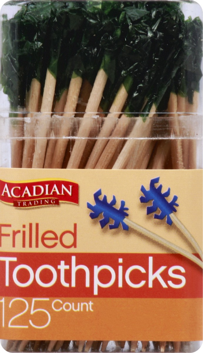 slide 3 of 8, Acadian Trading Frilled Toothpicks 125 ea, 125 ct