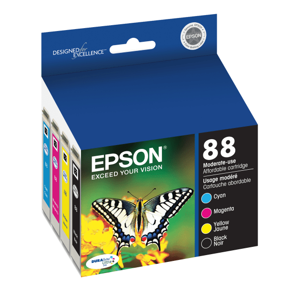 slide 2 of 5, Epson Durabrite Ultra T088120-Bcs Black/Cyan/Magenta/Yellow Ink Cartridges, Pack Of 4, 4 ct