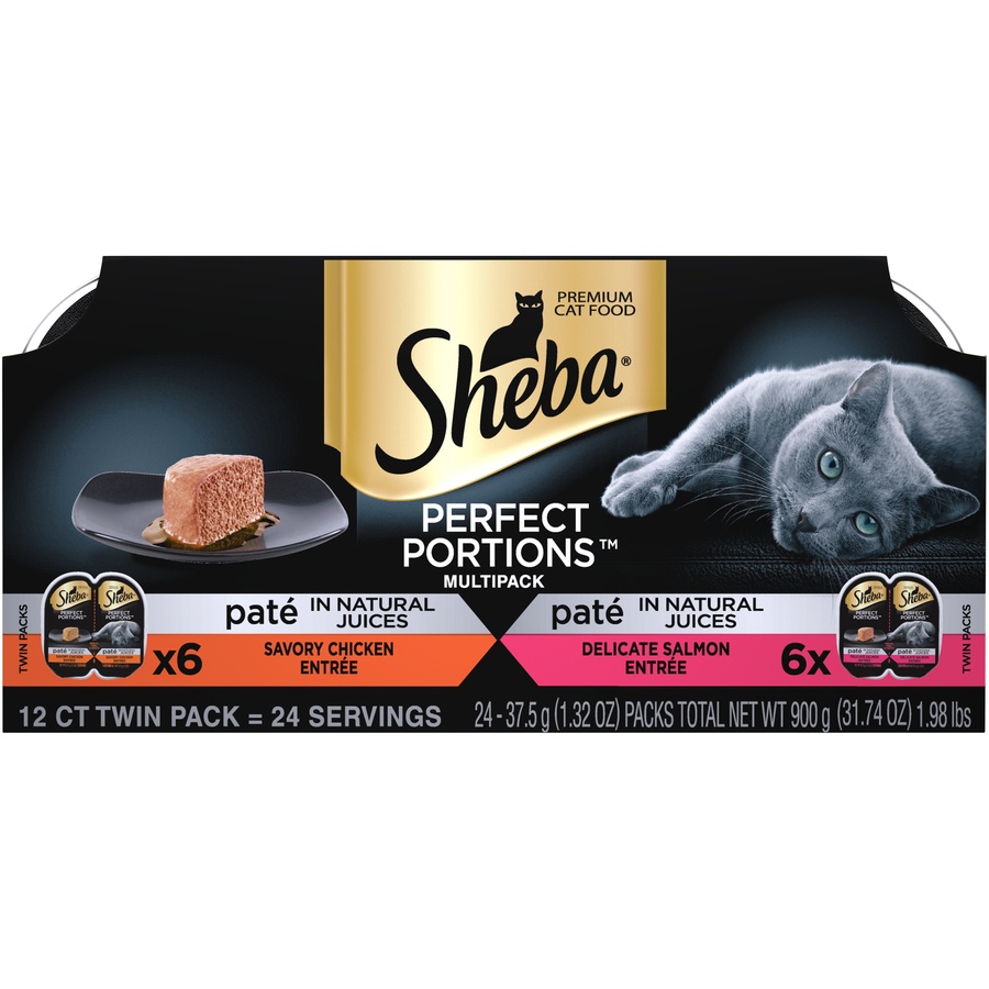 slide 1 of 1, Sheba Perfect Portions Chicken, Salmon Pate Multipack, 24 ct; 1.32 oz