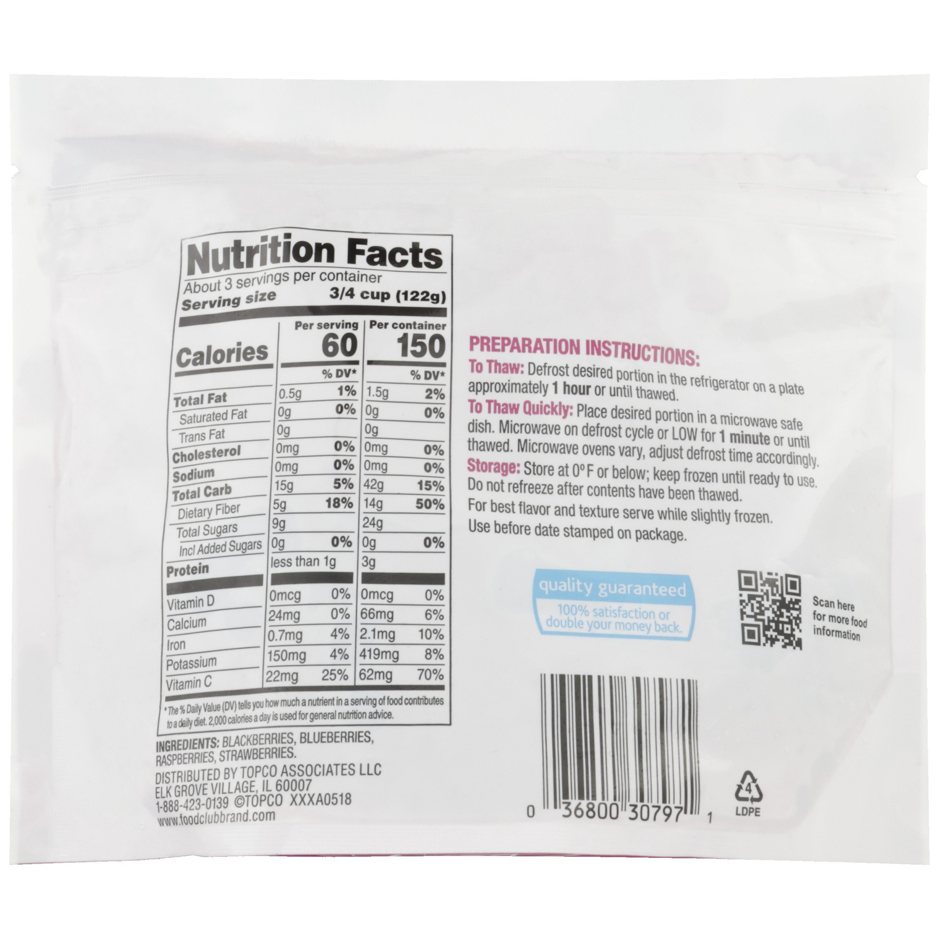 slide 6 of 6, Food Club Unsweetened Berry Medley, 12 oz