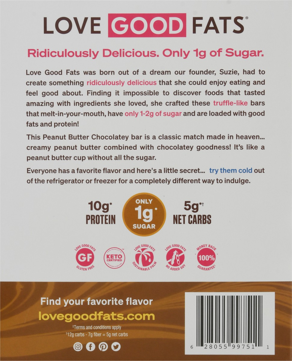 slide 2 of 10, Love Good Fats Peanut Butter Chocolatey Bars 12 - 1.38 oz Bars, 12 ct