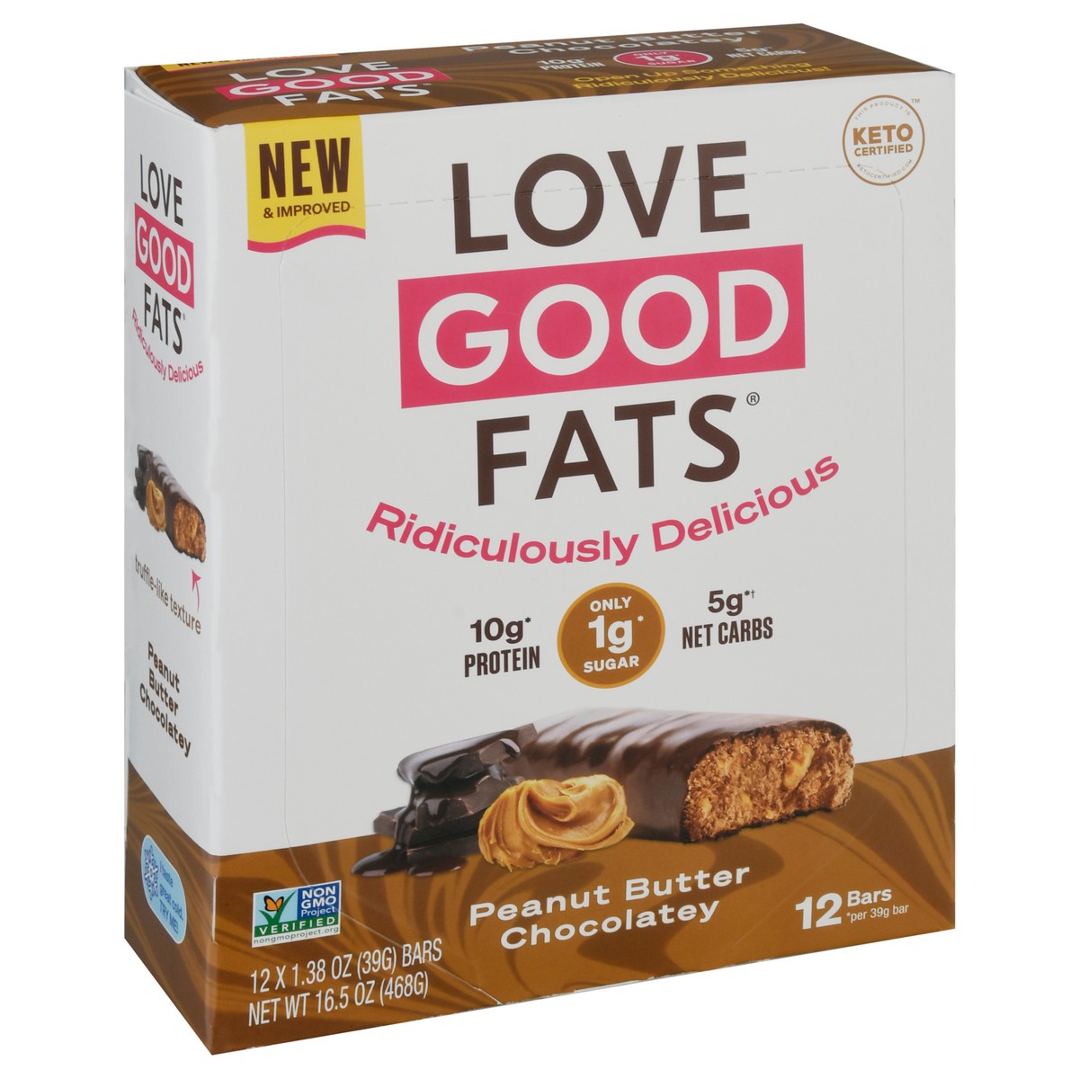 slide 10 of 10, Love Good Fats Peanut Butter Chocolatey Bars 12 - 1.38 oz Bars, 12 ct