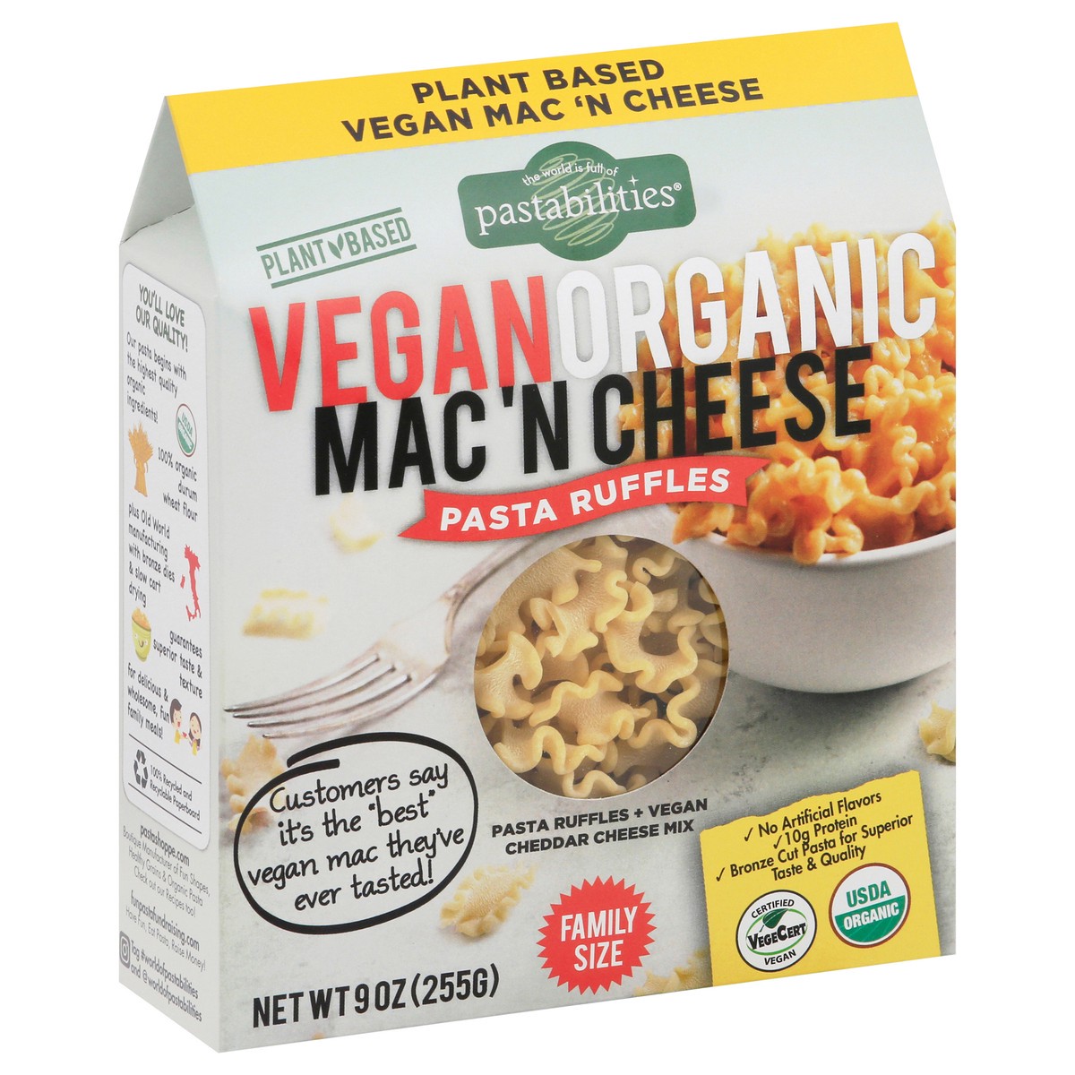 slide 6 of 12, Pastabilities Organic Vegan Family Size Mac 'N Cheese Pasta Ruffles 9 oz, 9 oz