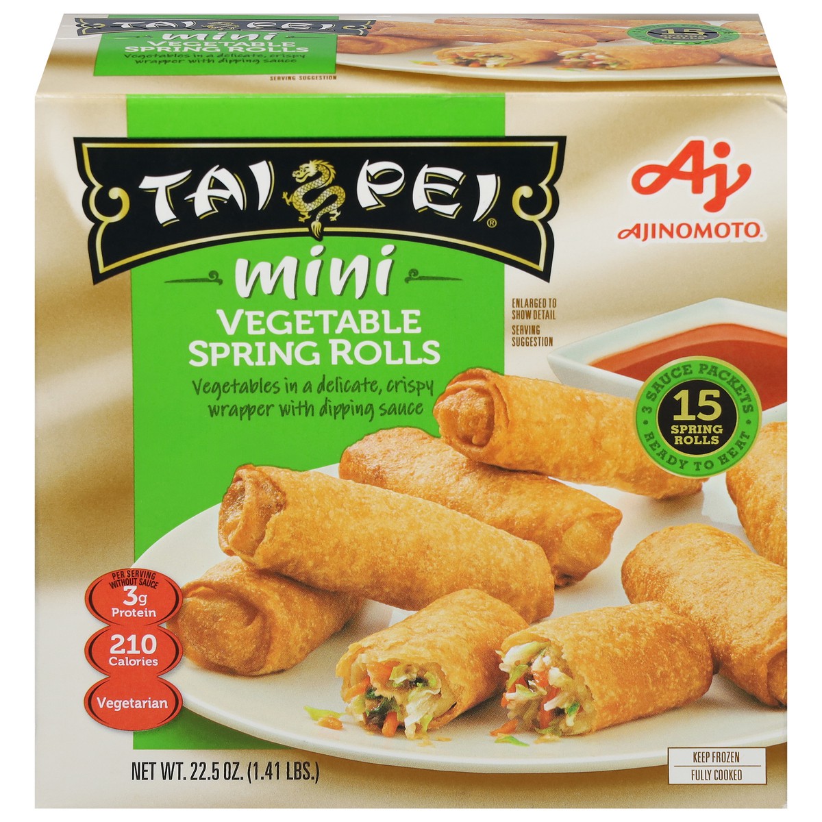 slide 1 of 9, Tai Pei Mini Vegetable Spring Rolls 15 ea, 15 ct