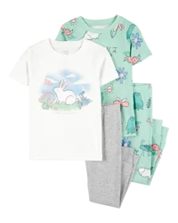 Carter's Toddler 4-Piece Bunny Cotton Pajamas Multi 5T