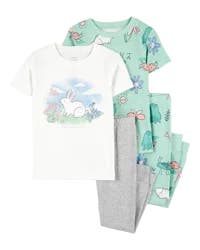 Carter's Toddler 4-Piece Bunny Cotton Pajamas Multi 5T