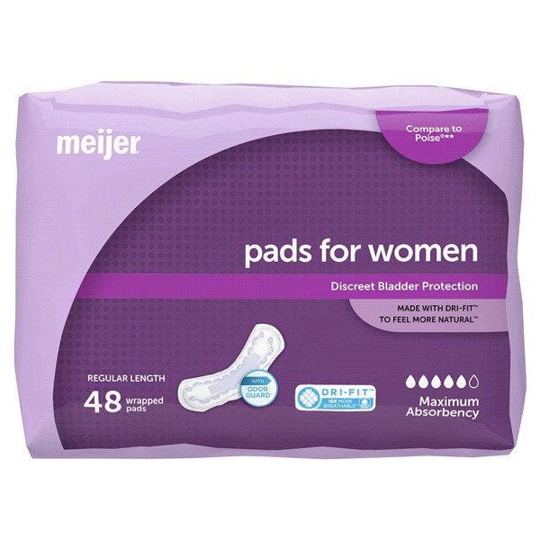 slide 12 of 21, Meijer Bladder Protection Pads, Maximum Absorbency, 48 ct