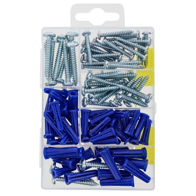slide 5 of 5, Hillman 72pc Plastic Anchors with Screws Kit, 72 ct