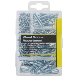 Hillman 199pc Wood Screw Kit: Steel Alloy Assortment for Hanging, Silver Hardware Fastener Set