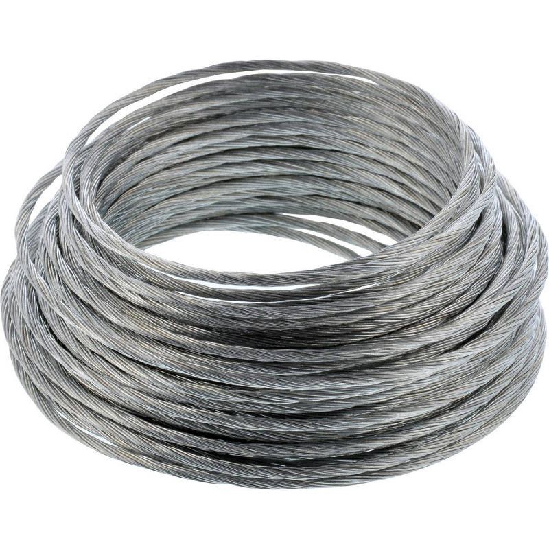 slide 1 of 4, Hillman 25ft 30lbs Picture Hanging Wire: Galvanized Steel, Silver, Wire Hanger for Photos, Frames, Hooks & Hangers, 25 ft, 30 lb