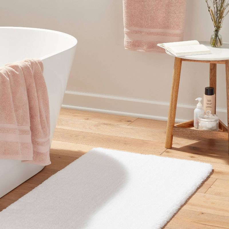 slide 2 of 4, 24"x40" Spa Plush Bath Rug White - Threshold™: Machine Washable, Tufted Polyester, Latex Backing, 1 ct