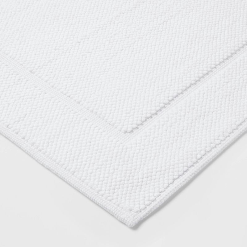 slide 3 of 4, 21"x34" Spa Plush Bath Rug White - Threshold™: Cotton Jacquard, Machine Washable, No Backing, OEKO-TEX Certified, 1 ct