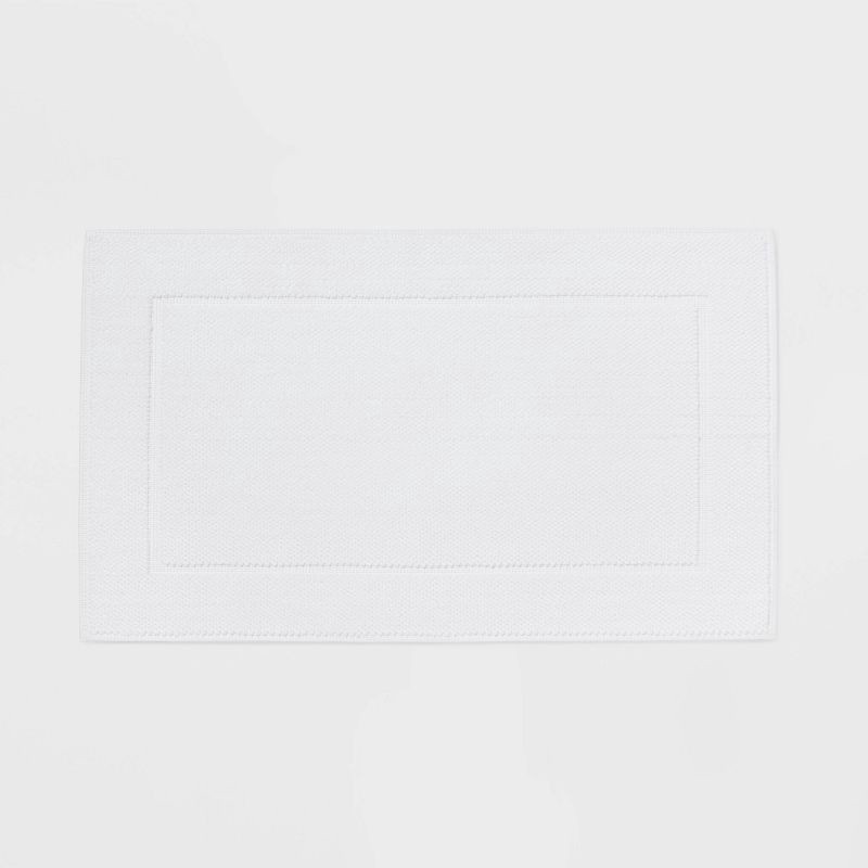 slide 1 of 4, 21"x34" Spa Plush Bath Rug White - Threshold™: Cotton Jacquard, Machine Washable, No Backing, OEKO-TEX Certified, 1 ct