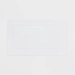 21"x34" Spa Plush Bath Rug White - Threshold™: Cotton Jacquard, Machine Washable, No Backing, OEKO-TEX Certified