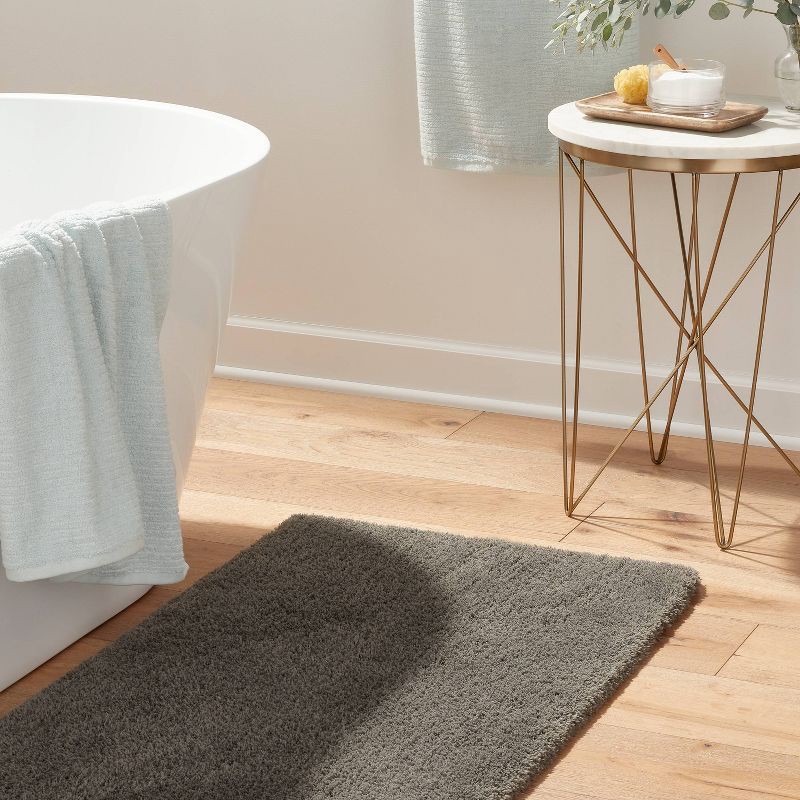 slide 2 of 4, 24"x40" Spa Plush Bath Rug Dark Gray - Threshold™, 1 ct