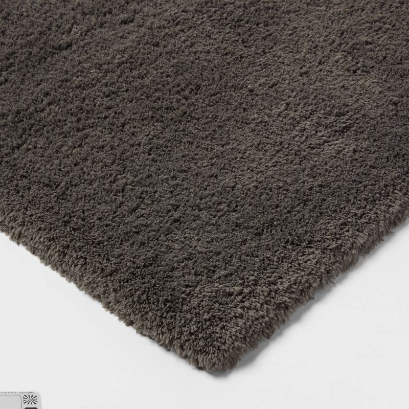 slide 3 of 4, 24"x40" Spa Plush Bath Rug Dark Gray - Threshold™, 1 ct