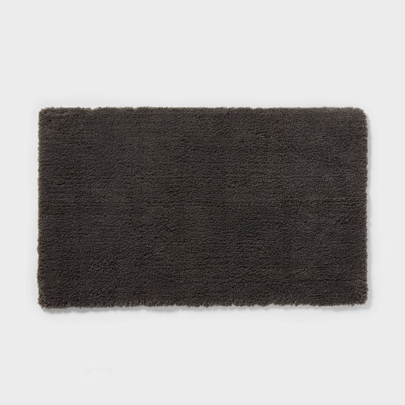 slide 1 of 4, 24"x40" Spa Plush Bath Rug Dark Gray - Threshold™, 1 ct