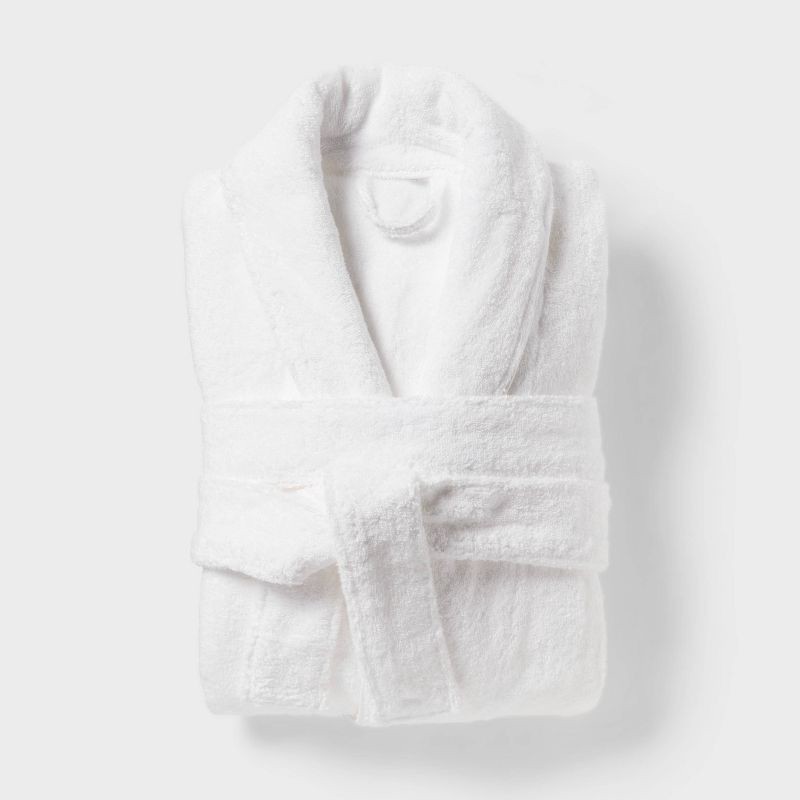 slide 1 of 3, L/XL Spa Plush Bath Robe White - Threshold™, 1 ct