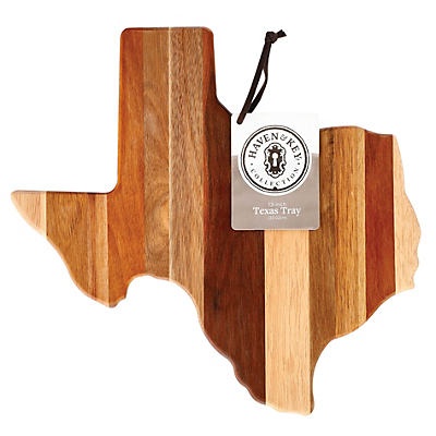 slide 1 of 1, Haven & Key Mixed Wood Texas Shape Serving Tray, 13 in