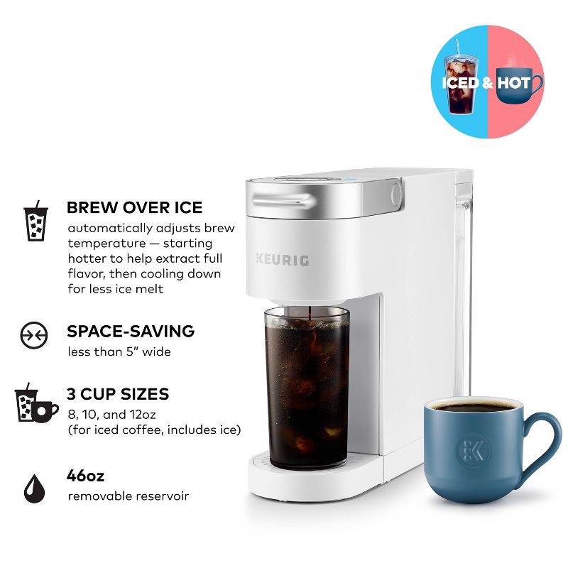 slide 3 of 19, Keurig K-Iced Plus Single-Serve Coffee Maker White: Brews Iced Coffee, Fits Travel Mug, Removable Water Reservoir, 1 ct