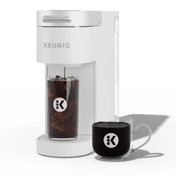 Keurig K-Iced Plus Single-Serve Coffee Maker White: Brews Iced Coffee, Fits Travel Mug, Removable Water Reservoir