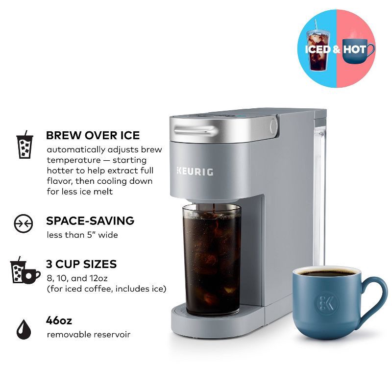 slide 3 of 12, Keurig K-Iced Plus - Moon light Gray: Single Serve Coffee Maker, Brews Iced Coffee, Fits Travel Mug, Removable Water Reservoir, 1 ct