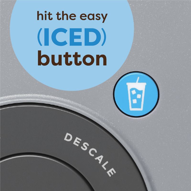 slide 13 of 13, Keurig K-Iced Plus Single-Serve Coffee Maker Moon Light Gray: Brews Iced Coffee, Fits Travel Mug, Removable Water Reservoir, 1 ct